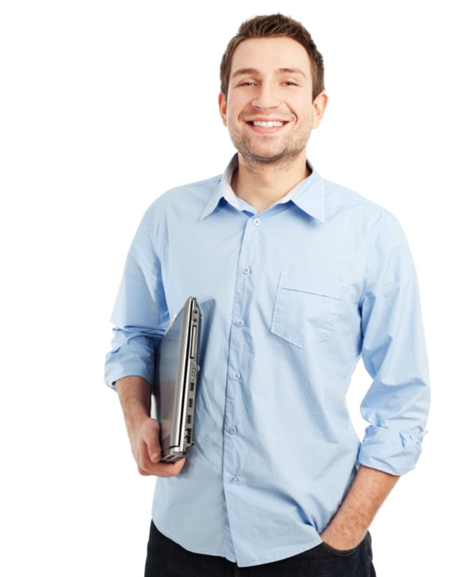Computer Engineer holding a laptop